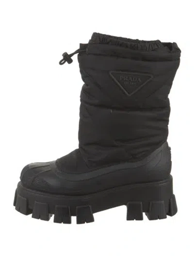 Pre-owned Prada Nylon Snow Boots In Black