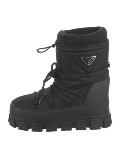 Pre-owned Prada Nylon Snow Boots In Black