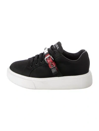 Pre-owned Prada Nylon Studded Accents Chunky Sneakers In Black
