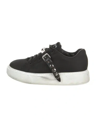 Pre-owned Prada Nylon Studded Accents Sneakers In Black