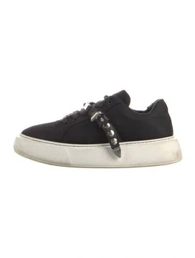 Pre-owned Prada Nylon Studded Accents Sneakers In Black