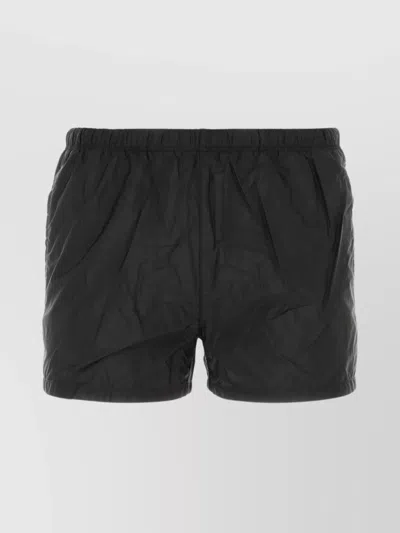 Prada Nylon Swim Shorts With Elastic Waistband In Black
