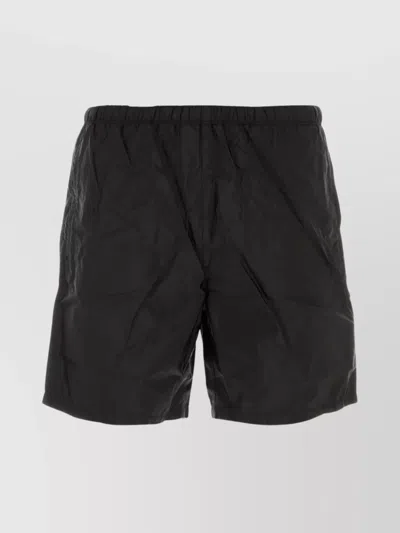 Prada Nylon Swim Shorts With Elastic Waistband And Back Pocket In Black