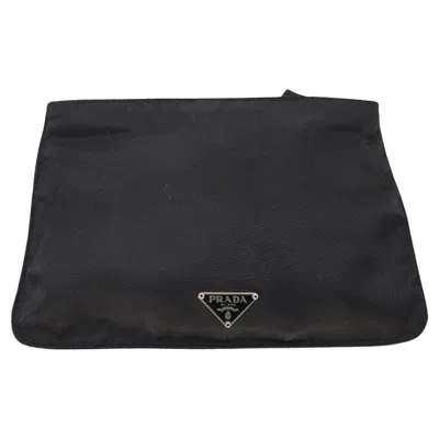 Pre-owned Prada Nylon Tessuto Clutch Pouch In Black