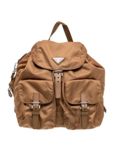 Pre-owned Prada Nylon Tessuto Nylon Backpack In Brown
