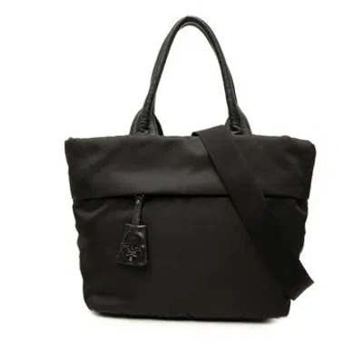 Pre-owned Prada Nylon Tessuto Reversible Satchel In Brown