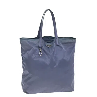 Prada Nylon Tote Bag Blue In Gold