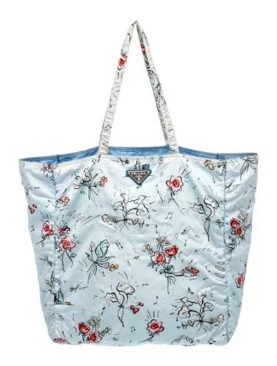 Pre-owned Prada Nylon Tote In Blue