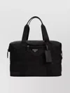 Prada Re-nylon And Saffiano Leather Duffle Bag In Black
