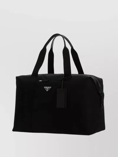 Prada Nylon Travel Bag With Detachable Key Ring In Black