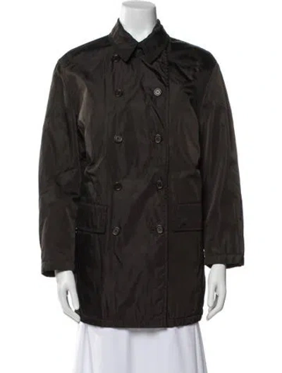 Pre-owned Prada Nylon Trench Coat In Brown