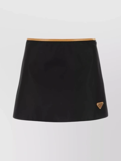Prada Nylon Trimmed Mini Skirt In Black