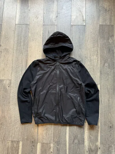 Pre-owned Prada Nylon Zip Up Hoodie Essentials In Black
