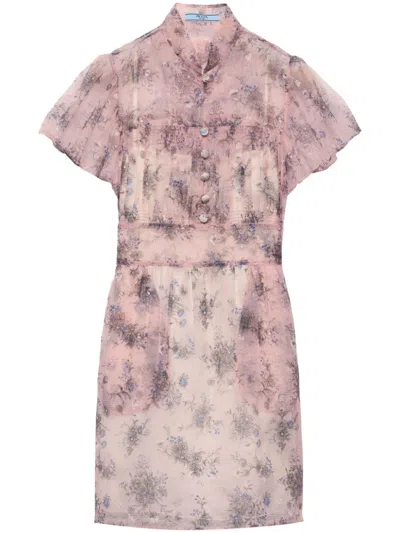 Prada Nylonette Mini-dress In Pink