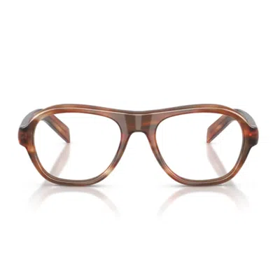 Prada Oak Striped Acetate Pilot Sunglasses In Brown