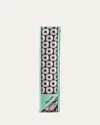 Prada Octagon Tulip Printed Silk Skinny Scarf In F038o Menta Petalo