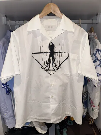 Pre-owned Prada Octopus Button Shirt In White