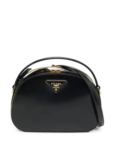 Pre-owned Prada Odette Patent Leather Top Tote Bag In Black