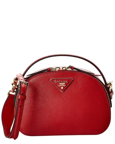 Prada Odette Saffiano Leather Crossbody In Red