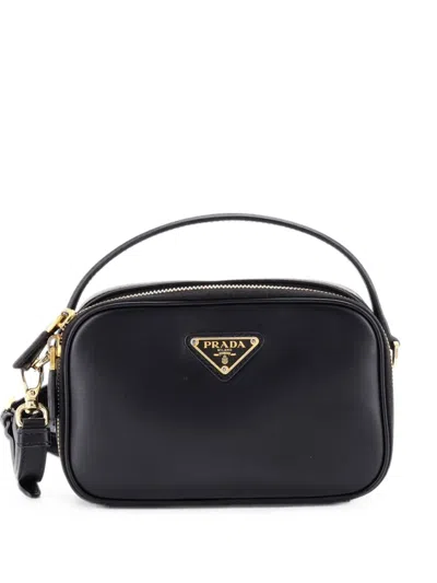 Pre-owned Prada Odette Top Handle Bag Leather Mini Satchel In Black