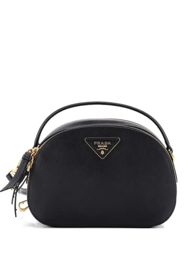Pre-owned Prada Odette Top Handle Bag Saffiano Leather Small Shoulder Bag In Black
