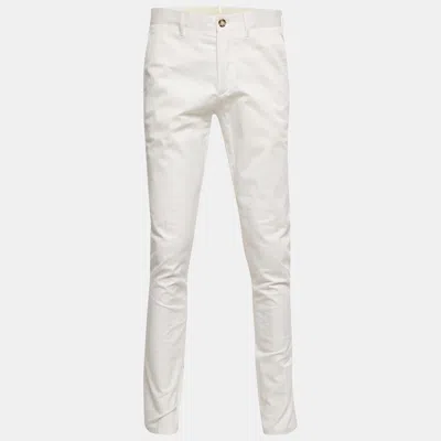 Pre-owned Prada Off White Cotton Regular Fit Trousers M