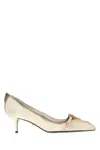 Prada Exposed Seam Kitten Heel Pump In Neutral