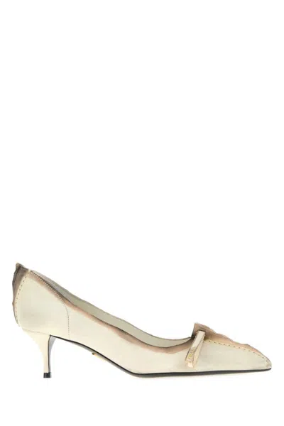 Prada Off White Leather Pumps In Neutral