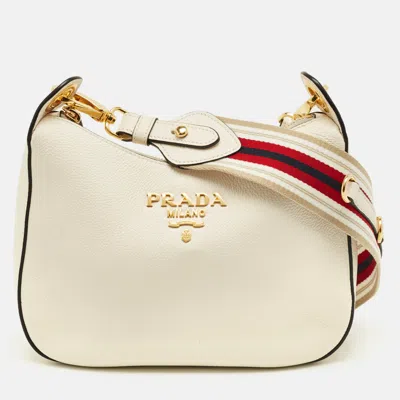 Pre-owned Prada Off White Leather Shoulder Bag