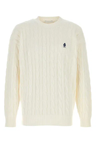 PRADA OFF WHITE LOGO SWEATERS
