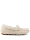 Prada Triangle Logo Shearling Loafers In Off White