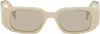 Prada Off-white Symbole Rectangular Sunglasses In Neutral