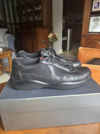 Pre-owned Prada Og Vintage Americas Cups Sneakers In Black