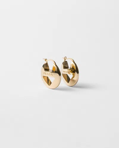 Prada Triangle Hoop Earrings In Golden