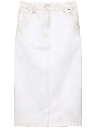 Prada Bleistiftrock Aus Old Canvas In Weiss