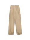 Prada Drawstring Cotton-linen Pants In Nude