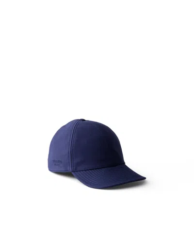 Prada Old Cotton Satin Baseball Cap In Blue