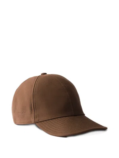 Prada Mens Brown Branded Panelled Cotton-twill Baseball Cap
