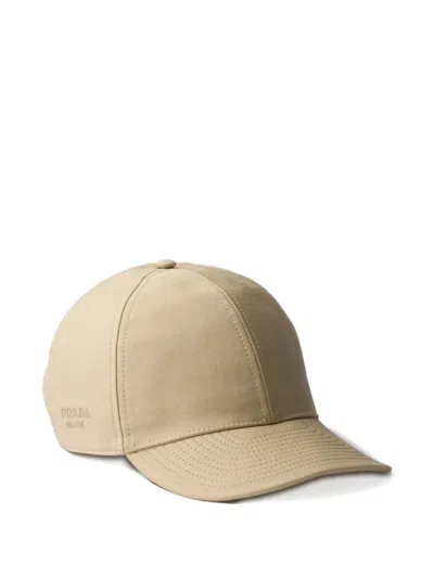 Prada Old Cotton Satin Baseball Cap In Neutral