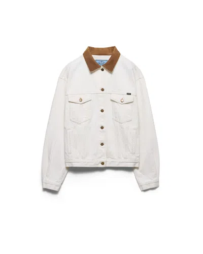 Prada Alte Blousonjacke Aus Denim In White