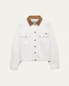 Prada Old Denim Blouson Jacket In White
