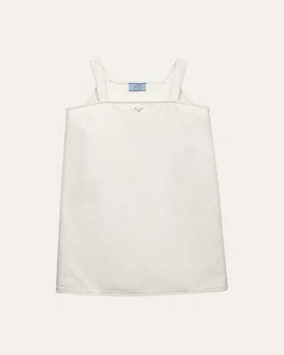 Prada Old Denim Mini Dress In White