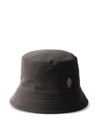 Prada Old Gabardine Bucket Hat In Black