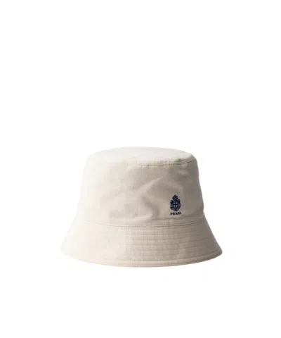 Prada Mens Neutral Old Gabardine Cotton Bucket Hat