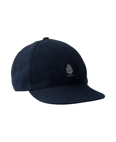 Prada Old Pique Baseball Cap In Blue