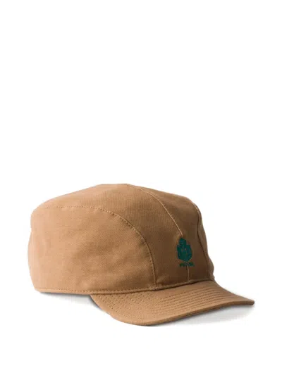 Prada Old Piqué Baseball Cap In Brown