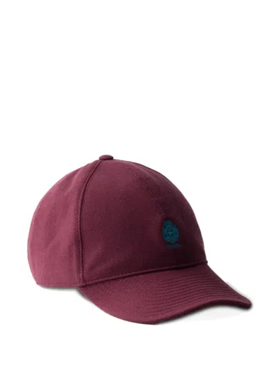 Prada Old Piqué Baseball Cap In Purple