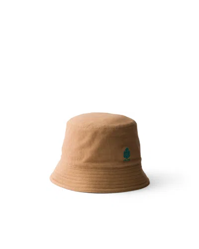 Prada Old Piqué Bucket Hat In Brown