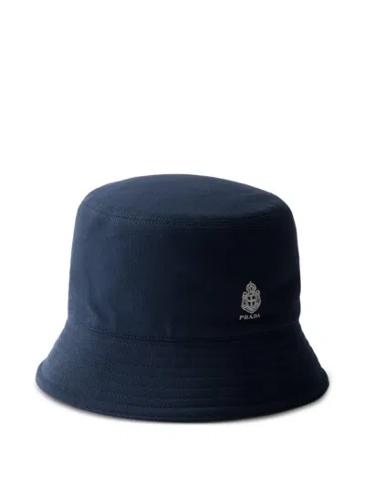 Prada Old Piqué Bucket Hat In Blue