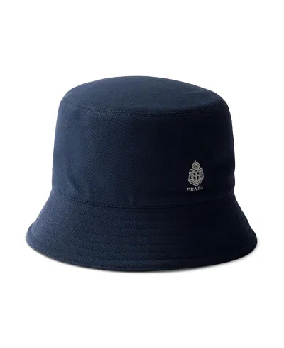 Prada Old Pique Bucket Hat In White